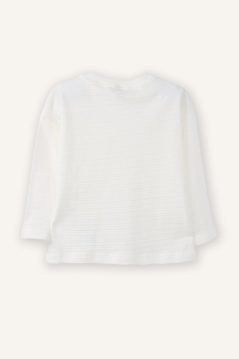 ديفاكتو تيشيرت أولادي كم طويل وياقة دائرية للرضع - Image 3